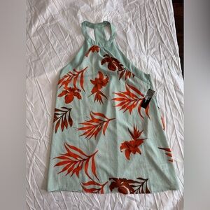 Lulu's Mint Halter Dress with Red Floral Accents size XL new